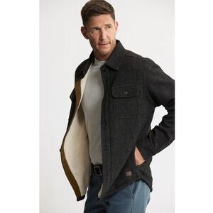 Jachs New York Sherpa Lined Wool Blend Shirt Jacket Men XXL Black Shacket
